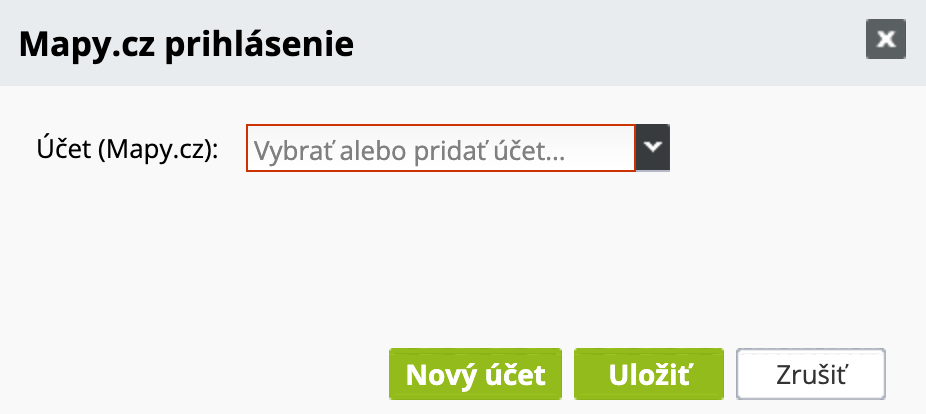 Výber účtu na Mapy.cz